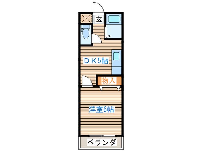 コーポ田専(1DK/2階)の間取り写真