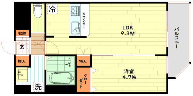 プレサンス野田阪神駅前ザプレミアム(1DK/10階)の間取り写真