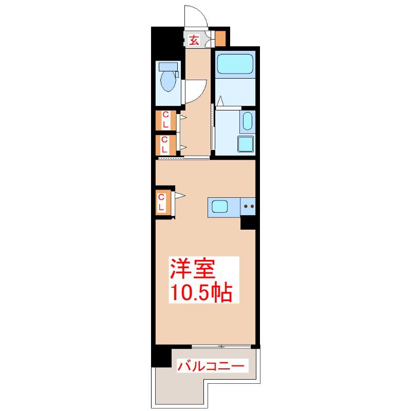 ウェーブII(ワンルーム/1階)の間取り写真