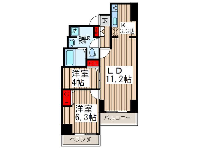 プルス上十条(2LDK/9階)の間取り写真