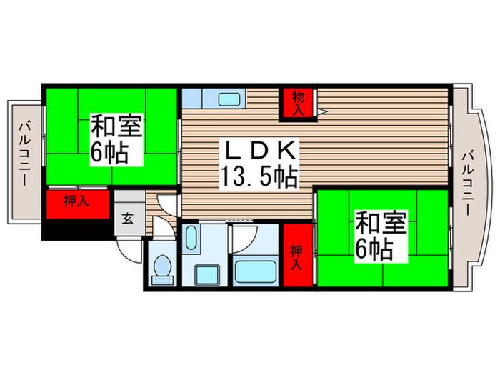 市川クローバーハイツ中臺(2LDK/2階)の間取り写真