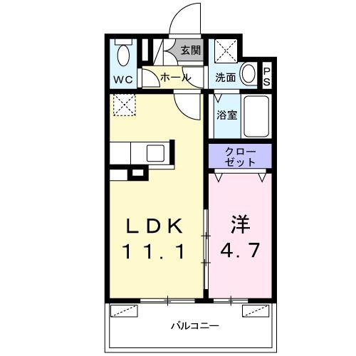 ネストージュ(1LDK/4階)の間取り写真