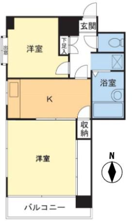 サントピヤマンション(2K/3階)の間取り写真