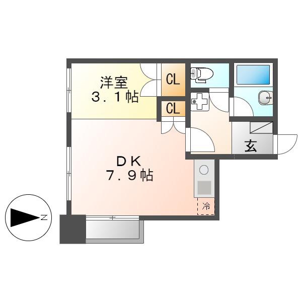 セジュール金山(1DK/4階)の間取り写真