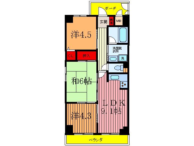 レクセル戸田(3LDK/5階)の間取り写真