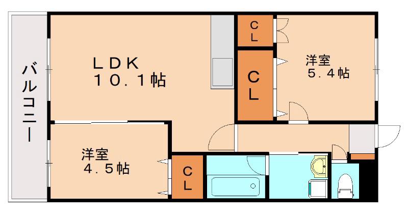 ヴィリアパス(2LDK/2階)の間取り写真