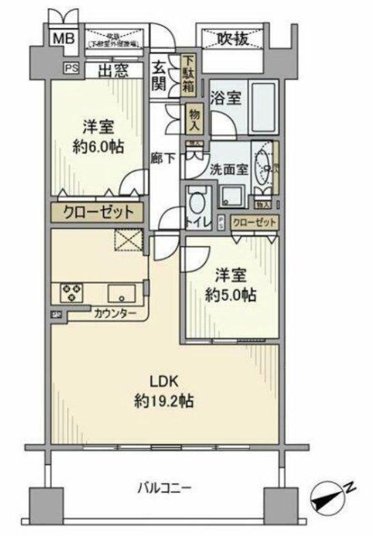 ベイサイドステージ東京(2LDK/3階)の間取り写真