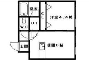 サンハウス白石(1DK/3階)の間取り写真