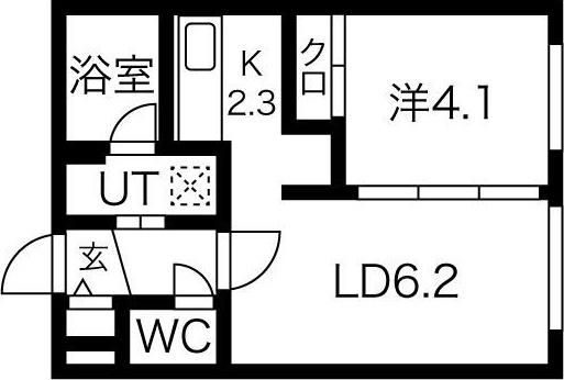 LICHTRARE麻生(1LDK/2階)の間取り写真