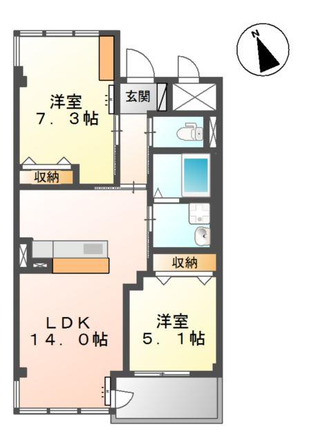 ラポール(2LDK/3階)の間取り写真