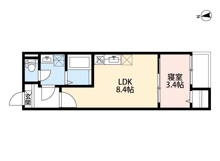 CRASTINE切戸町2丁目(1LDK/2階)の間取り写真