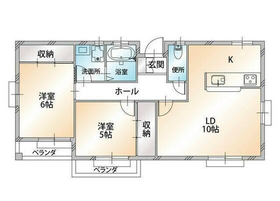 スマイルート港南中央(2LDK/2階)の間取り写真