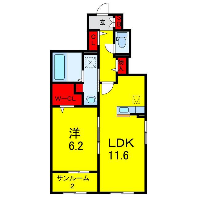 メゾン・ド・リュミエールIII(1LDK/1階)の間取り写真