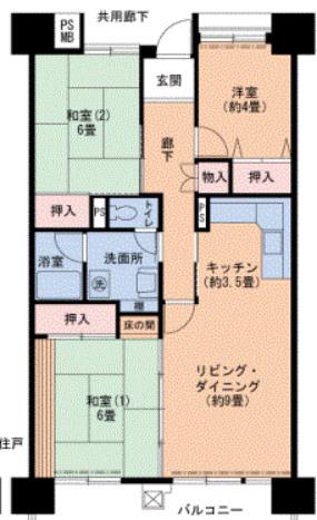 UR武庫川 29号棟(3LDK/11階)の間取り写真