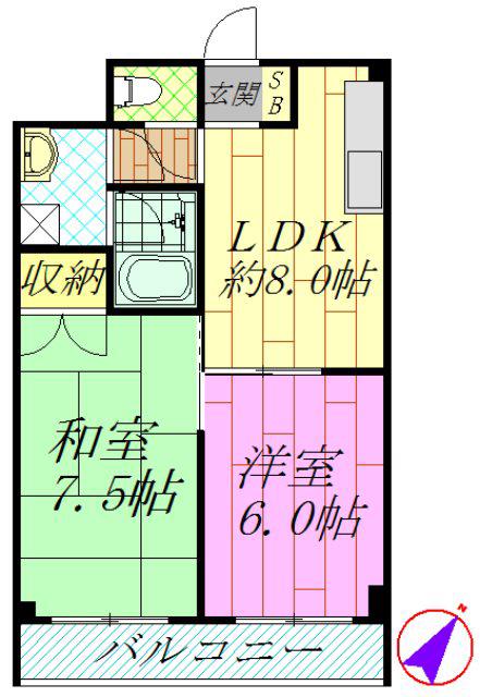 メゾンプルミエE60番館(2DK/1階)の間取り写真