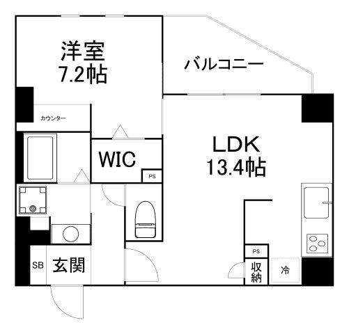 ELYSION天王寺(1LDK/5階)の間取り写真