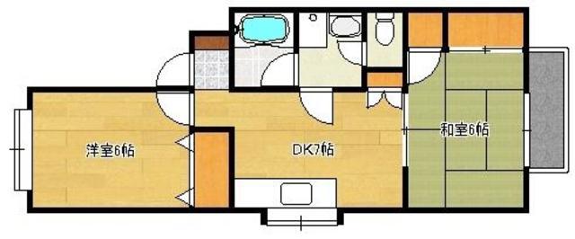 ピナクル博多南(2DK/1階)の間取り写真