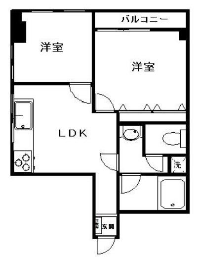 第3ダイヤモンドビル(2LDK/5階)の間取り写真