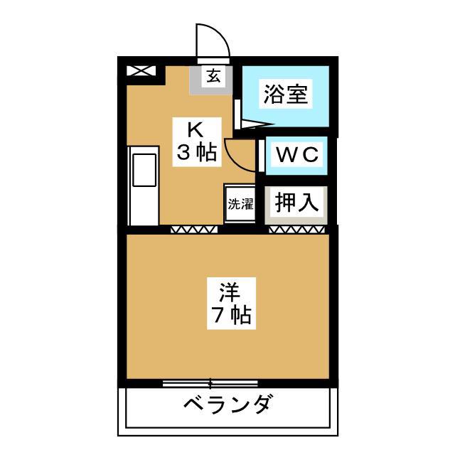 玉学サイドパレスV(1K/2階)の間取り写真
