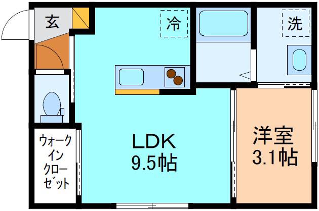 OURSBLANC(1LDK/2階)の間取り写真