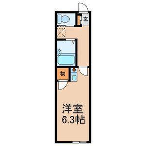 ソレイユI(ワンルーム/2階)の間取り写真