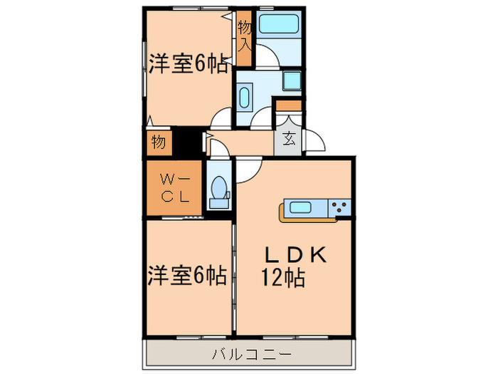 コモレビ大蔵F棟(2LDK/1階)の間取り写真