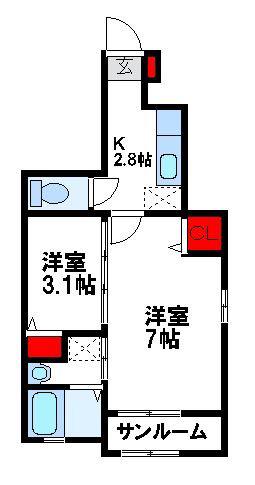 グランジュール(1SK/1階)の間取り写真