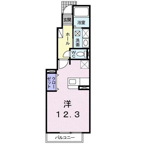 イリーデ西浜(ワンルーム/1階)の間取り写真