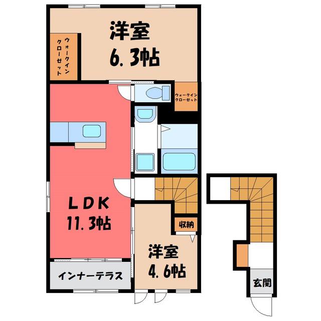 パーク モルデノ(2LDK/2階)の間取り写真