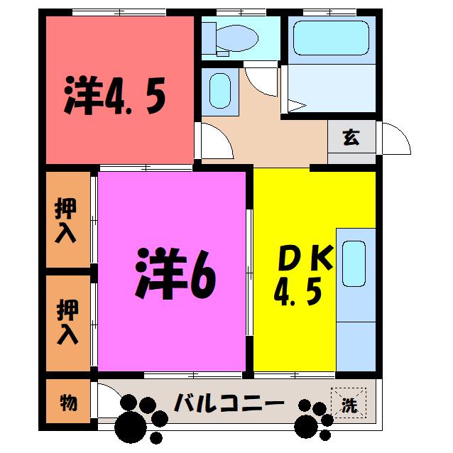フジハイツ(2DK/3階)の間取り写真