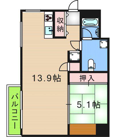 ルネサンライズ HORIMOTO(1LDK/5階)の間取り写真