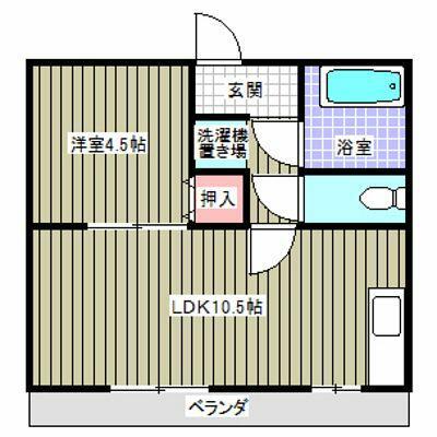 両角アパート(1LDK/1階)の間取り写真
