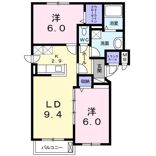 プリマヴェーラ・ルーチェ(2LDK/4階)の間取り写真
