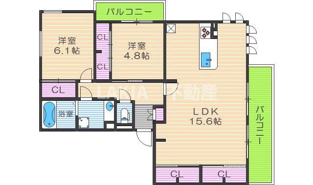 CIELO AZUL(2LDK/1階)の間取り写真