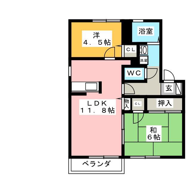 フェニックス-Y A(2LDK/2階)の間取り写真