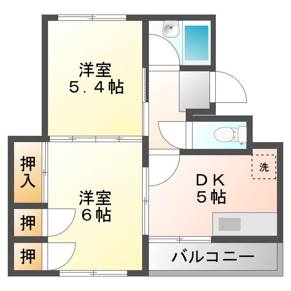 コーポ栄(2DK/3階)の間取り写真