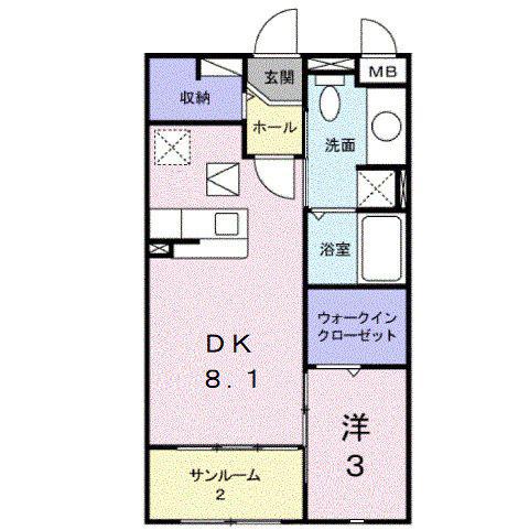 フェイバー メゾン(1DK/1階)の間取り写真