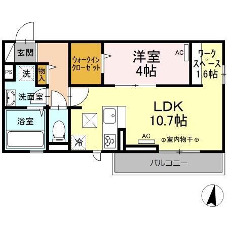 メゾン・ド・ソレイユ(1LDK/1階)の間取り写真