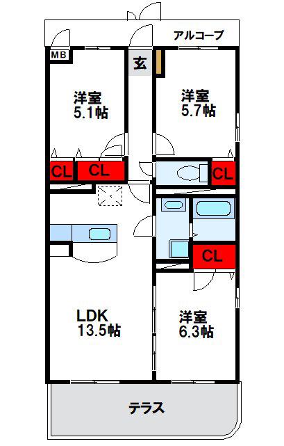 ネオスクエア(3LDK/2階)の間取り写真