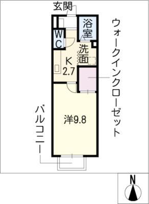 グランシアスII号館(1K/2階)の間取り写真