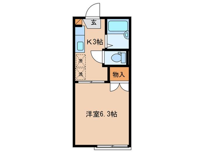 ハイム若木(1K/1階)の間取り写真