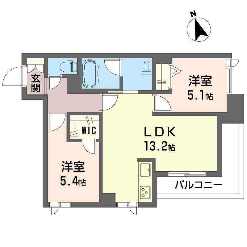 ベンディシオン市川(2LDK/4階)の間取り写真