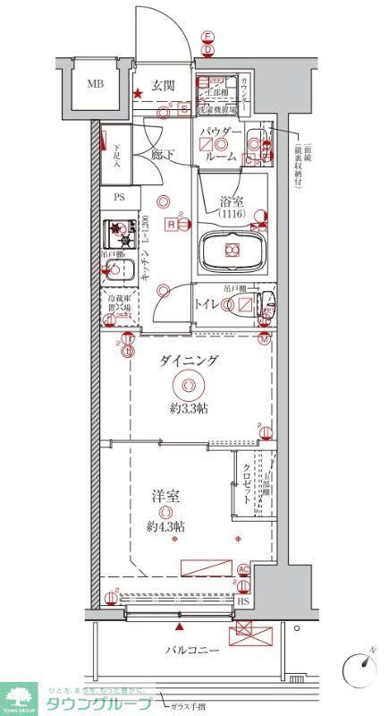 クレイシアIDZ川崎ザ・テラス(2K/12階)の間取り写真