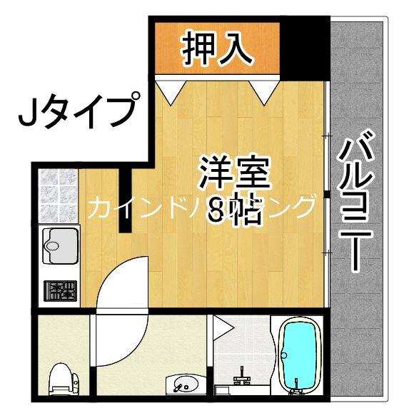 井下カウベル帝塚山(ワンルーム/3階)の間取り写真