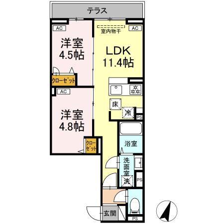 セレスティア鷺宮II(2LDK/1階)の間取り写真