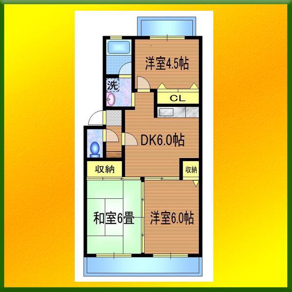 コーポ東伏見台D(3DK/3階)の間取り写真