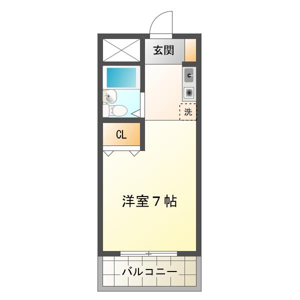 パルメゾン西脇(1K/4階)の間取り写真