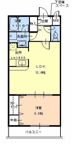 フジパレス藤が尾(1LDK/1階)の間取り写真