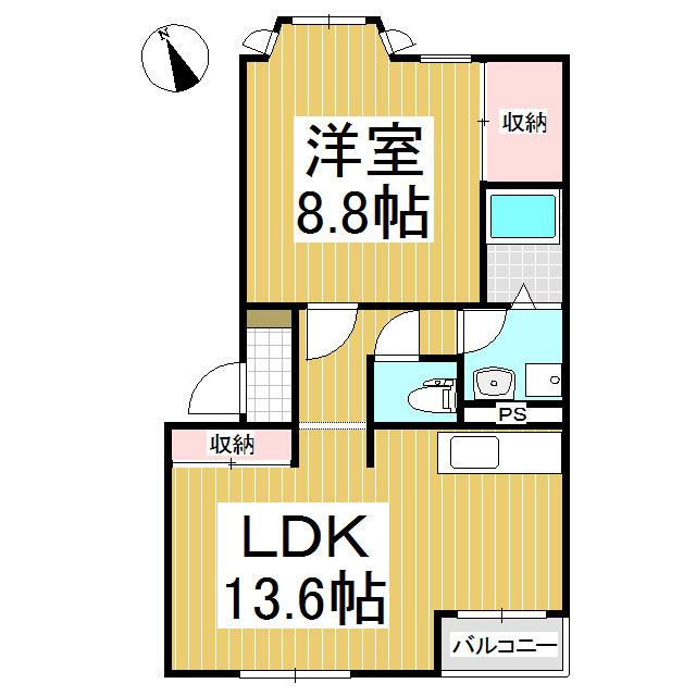 エル・シャトーB棟(1LDK/1階)の間取り写真