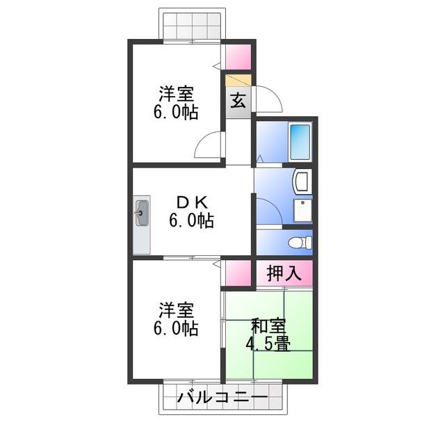 サングレース A棟(3DK/2階)の間取り写真